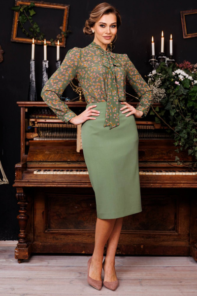 Блуза, жакет, юбка Мода Юрс 2808 хаки - фото 6