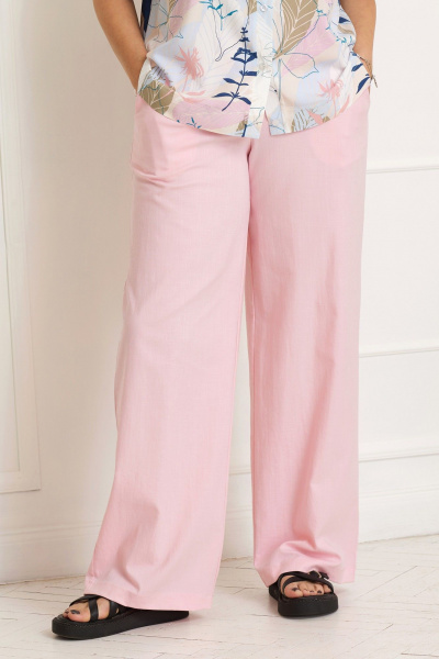 Розовые летние брюки прямого силуэта из легкой ткани BegiModa 6048 розовый - фото 7