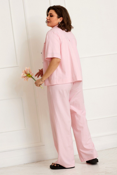 Розовые летние брюки прямого силуэта из легкой ткани BegiModa 6048 розовый - фото 6
