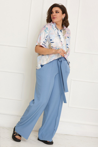 Брюки палаццо из мягкой костюмной ткани с стрелками BegiModa 6049 топаз - фото 3