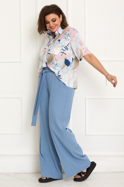 Брюки палаццо из мягкой костюмной ткани с стрелками BegiModa 6049 топаз - фото 1