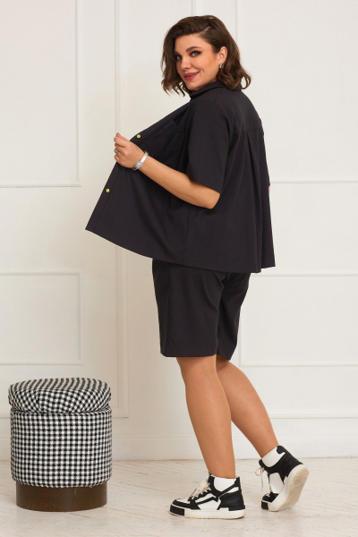 Летние шорты прямого кроя из вискозы с карманами BegiModa 8005 черный - фото 4