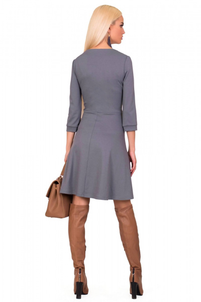 Классическое расклешенное платье из трикотажа с карманами F de F 2314 серый - фото 2