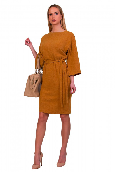 Платье из трикотажной ангоровой ткани, стильное и комфортное F de F 2544 горчичный - фото 7