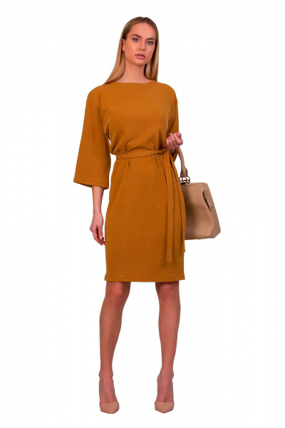 Платье из трикотажной ангоровой ткани, стильное и комфортное F de F 2544 горчичный - фото 6
