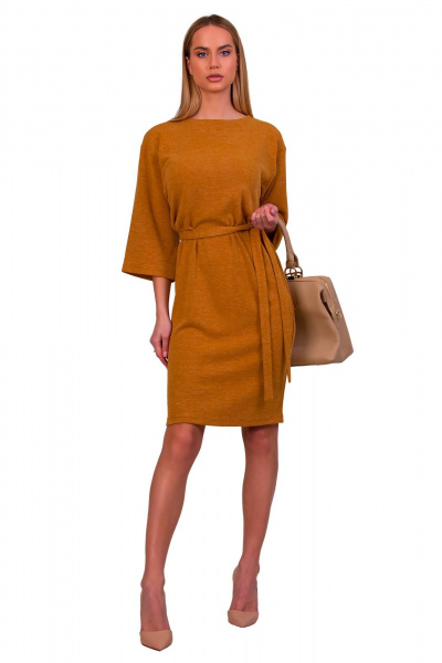 Платье из трикотажной ангоровой ткани, стильное и комфортное F de F 2544 горчичный - фото 5