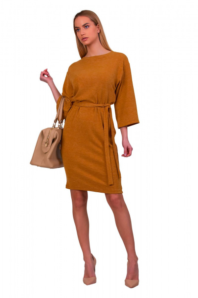 Платье из трикотажной ангоровой ткани, стильное и комфортное F de F 2544 горчичный - фото 3