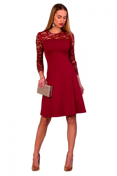 Платье из нейлонового трикотажа, стильное и универсальное F de F 2635 винный - фото 1