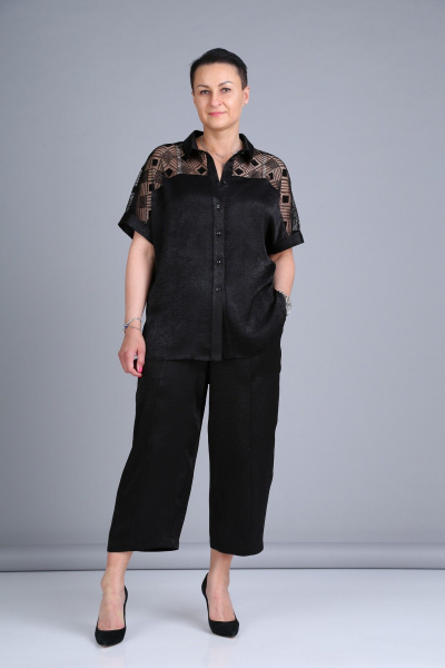 Костюм из шелка и текстиля с кружевом для особых случаев ZigzagStyle 391 черный - фото 9