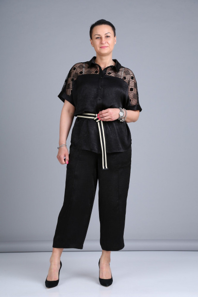 Костюм из шелка и текстиля с кружевом для особых случаев ZigzagStyle 391 черный - фото 4