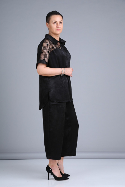 Костюм из шелка и текстиля с кружевом для особых случаев ZigzagStyle 391 черный - фото 10