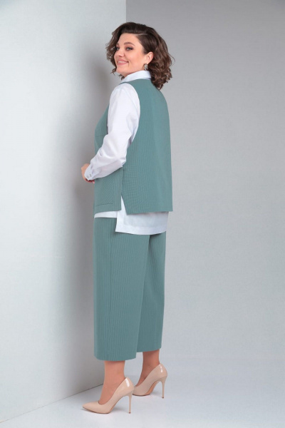 Комплект-тройка из костюмно-плательной ткани в полоску ZigzagStyle 468 бирюзовая_мята - фото 3