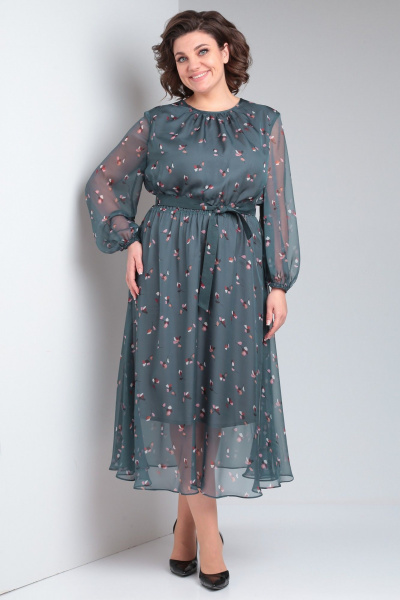 Платье Your size 2219 темно-зеленый - фото 7