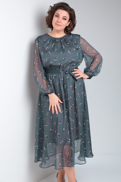Платье Your size 2219 темно-зеленый - фото 4
