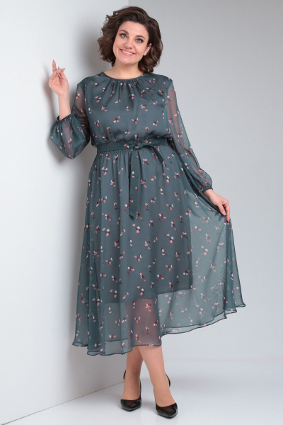 Платье Your size 2219 темно-зеленый - фото 3