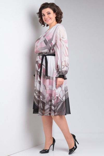 Платье Your size 2220 розово-серый_принт - фото 3