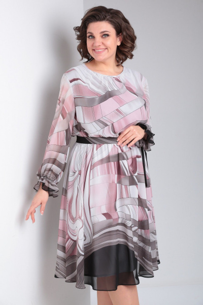 Платье Your size 2220 розово-серый_принт - фото 2