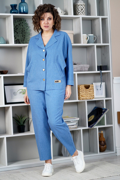 Брюки, жакет Alani Collection 2084 голубой - фото 8