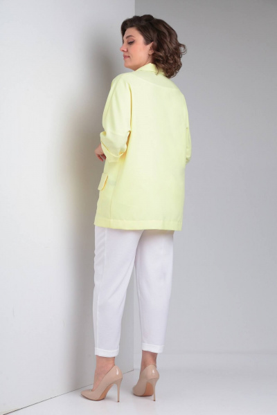 Брюки, жакет LadisLine 1487 нежно-желтый+белый - фото 3