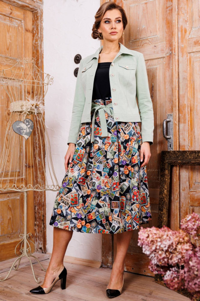 Куртка, юбка Мода Юрс 2400 мята_черные.марки - фото 1