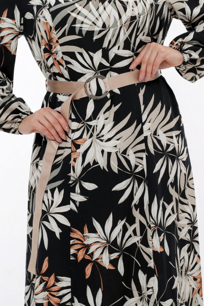 Платье с длинным рукавом и принтом для деловых образов La rouge 5455 тропики-набивной - фото 8