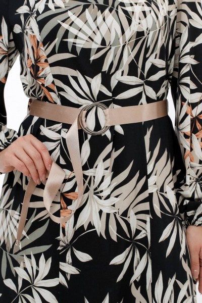 Платье с длинным рукавом и принтом для деловых образов La rouge 5455 тропики-набивной - фото 7