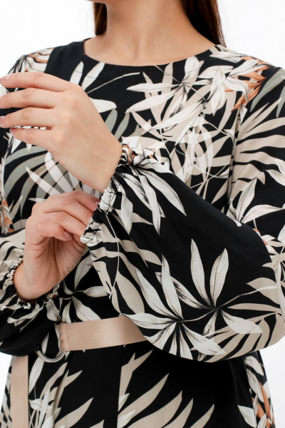 Платье с длинным рукавом и принтом для деловых образов La rouge 5455 тропики-набивной - фото 6