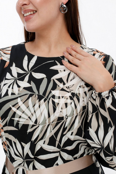 Платье с длинным рукавом и принтом для деловых образов La rouge 5455 тропики-набивной - фото 5