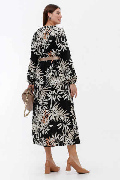 Платье с длинным рукавом и принтом для деловых образов La rouge 5455 тропики-набивной - фото 4