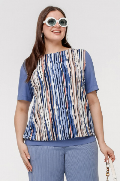 Майка La rouge 3341 голубой-(полоска) - фото 1