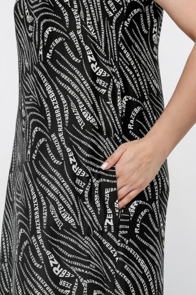 Плащ трапеция с разрезами и V-образным вырезом La rouge 5444 черный-(зебра) - фото 5