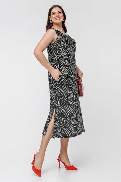 Плащ трапеция с разрезами и V-образным вырезом La rouge 5444 черный-(зебра) - фото 2