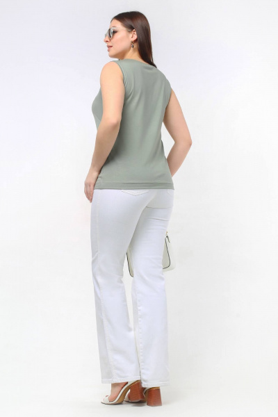 Топ из вискозы с вырезом каре для повседневной носки La rouge 3344 хаки - фото 3