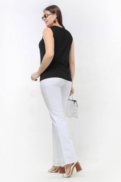 Топ из вискозы с вырезом каре для летнего лука La rouge 3344 черный - фото 5