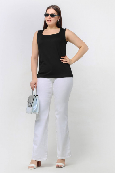 Топ из вискозы с вырезом каре для летнего лука La rouge 3344 черный - фото 3