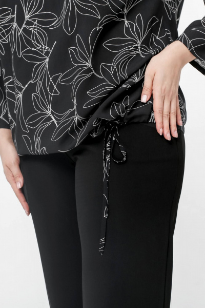 Блуза La rouge 6285 черный-(лилии) - фото 7
