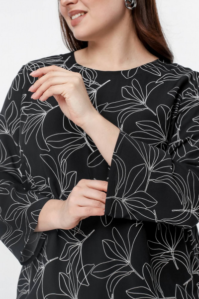 Блуза La rouge 6285 черный-(лилии) - фото 6