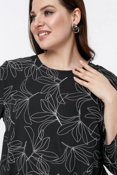 Блуза La rouge 6285 черный-(лилии) - фото 5
