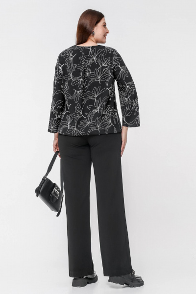 Блуза La rouge 6285 черный-(лилии) - фото 4
