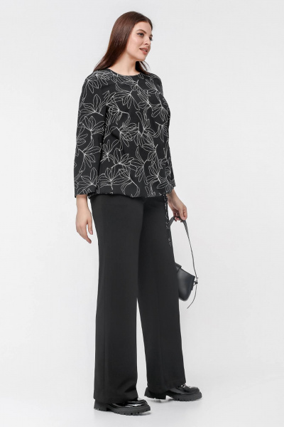 Блуза La rouge 6285 черный-(лилии) - фото 3