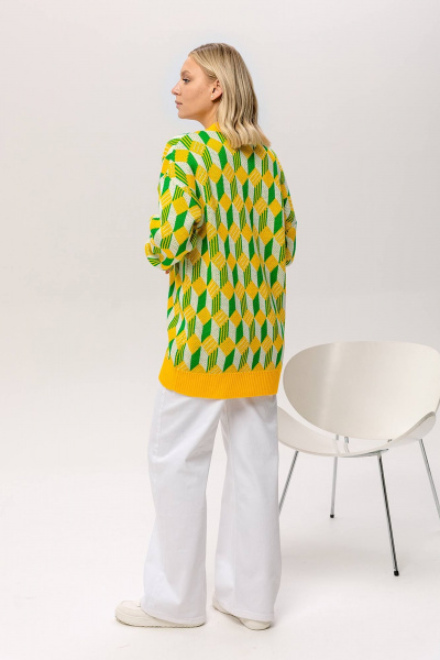 Кардиган с принтом из трикотажа в ярком стиле Romgil 826ПТЗ солнечно-желтый,ярко-зеленый,белый - фото 2