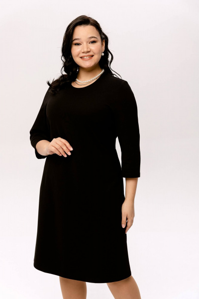 Тёплое трикотажное платье строгого стиля Romgil 944ДВТЗ черный - фото 1