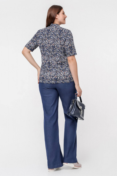 Водолазка La rouge 3348 синий-(цветы) - фото 4