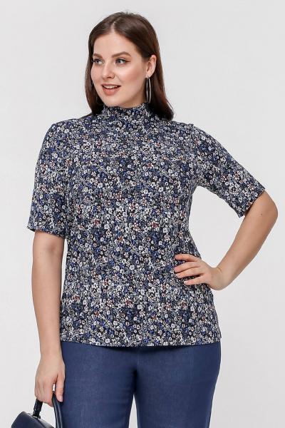 Водолазка La rouge 3348 синий-(цветы) - фото 1