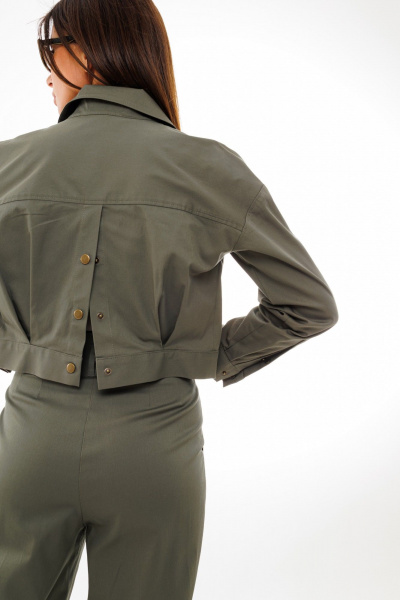 Жакет из джинса с длинным рукавом и застежкой на кнопки Anelli 961.1 хаки - фото 3