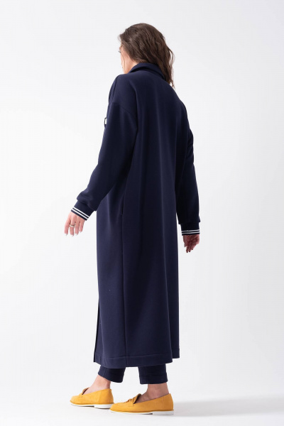 Классический джинсовый костюм с жакетом и юбкой с шлицей ArtMio С-183 - фото 6