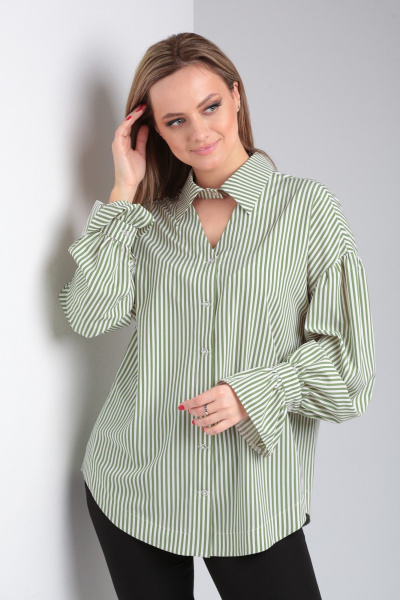 Демисезонная рубашка оверсайз с декоративной бахромой Modema м.551/1 - фото 2