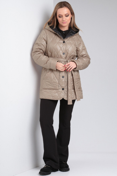 Утепленная демисезонная куртка с съемным поясом и капюшоном Modema м.1053 - фото 9