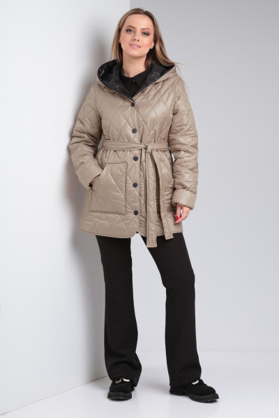Утепленная демисезонная куртка с съемным поясом и капюшоном Modema м.1053 - фото 8