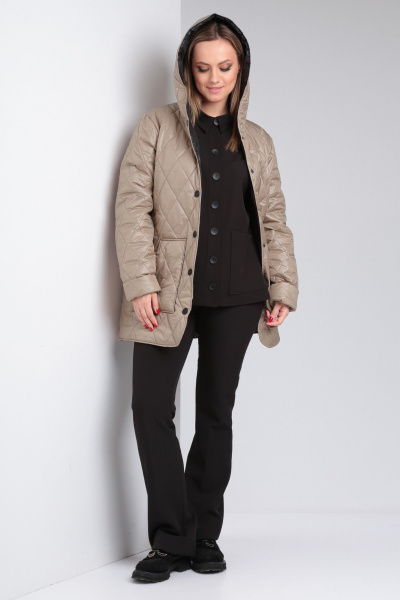 Утепленная демисезонная куртка с съемным поясом и капюшоном Modema м.1053 - фото 7
